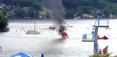 Bootsbrand am Attersee