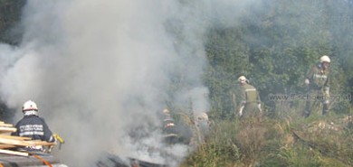 Brand eines Holzlagers