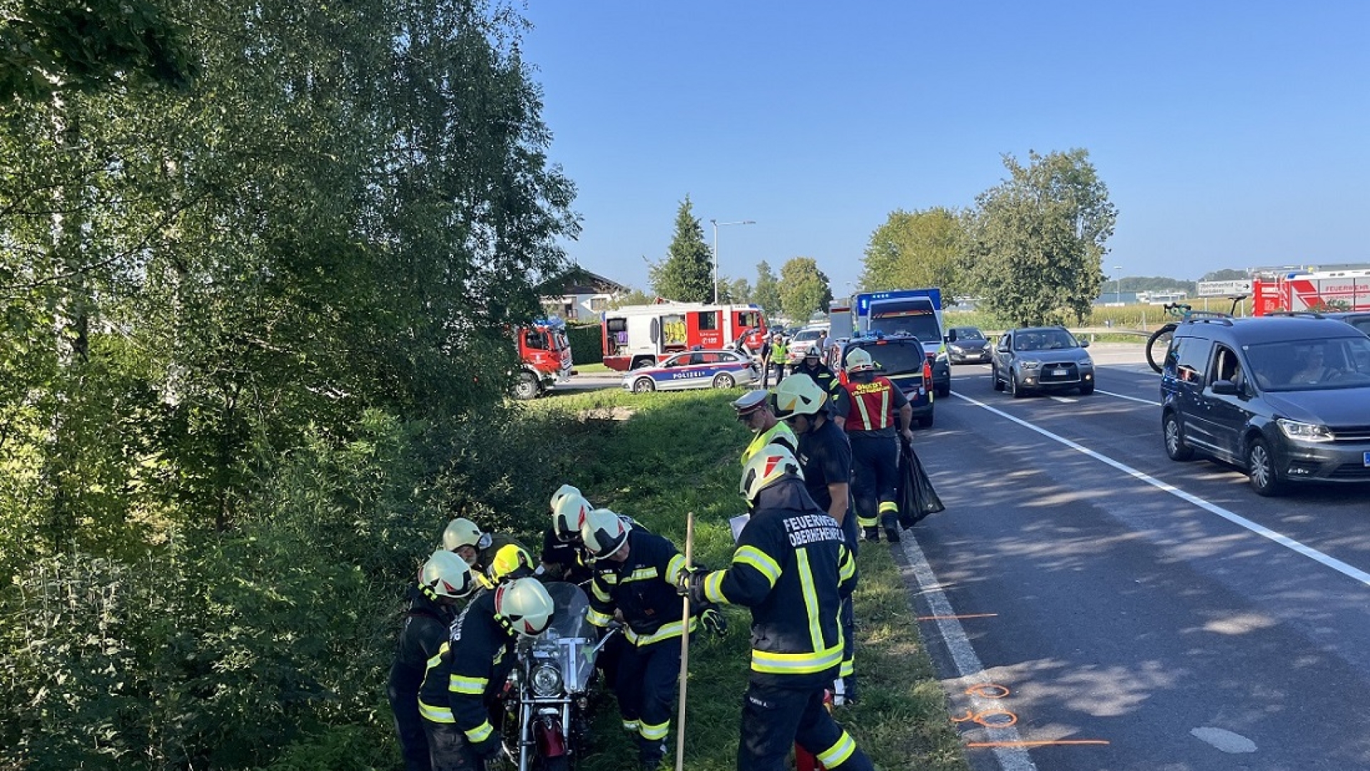 Brand Zweirad im Freien