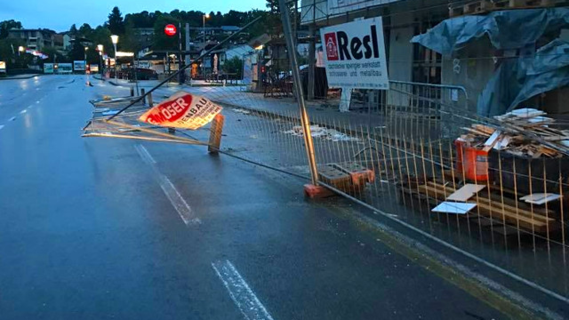 Sturmschaden auf Baustelle