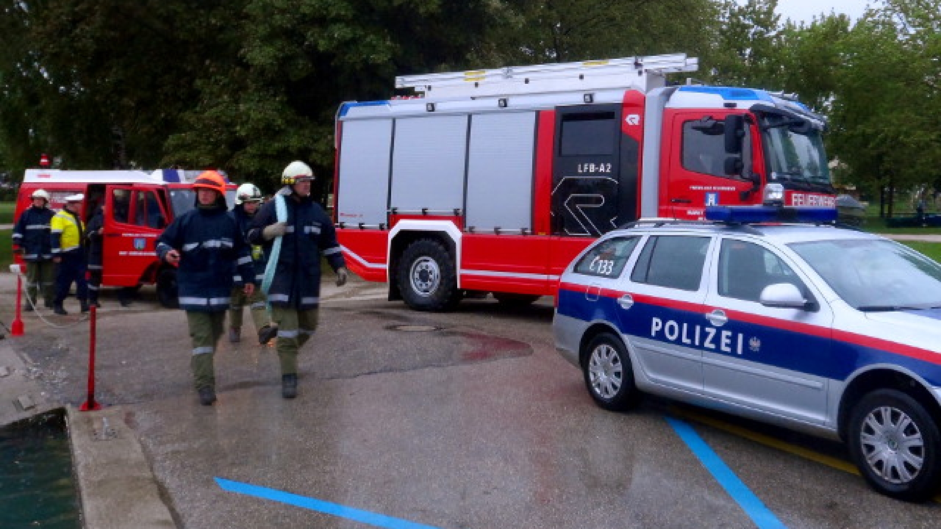 Sicherungsarbeiten wegen Hochwasser