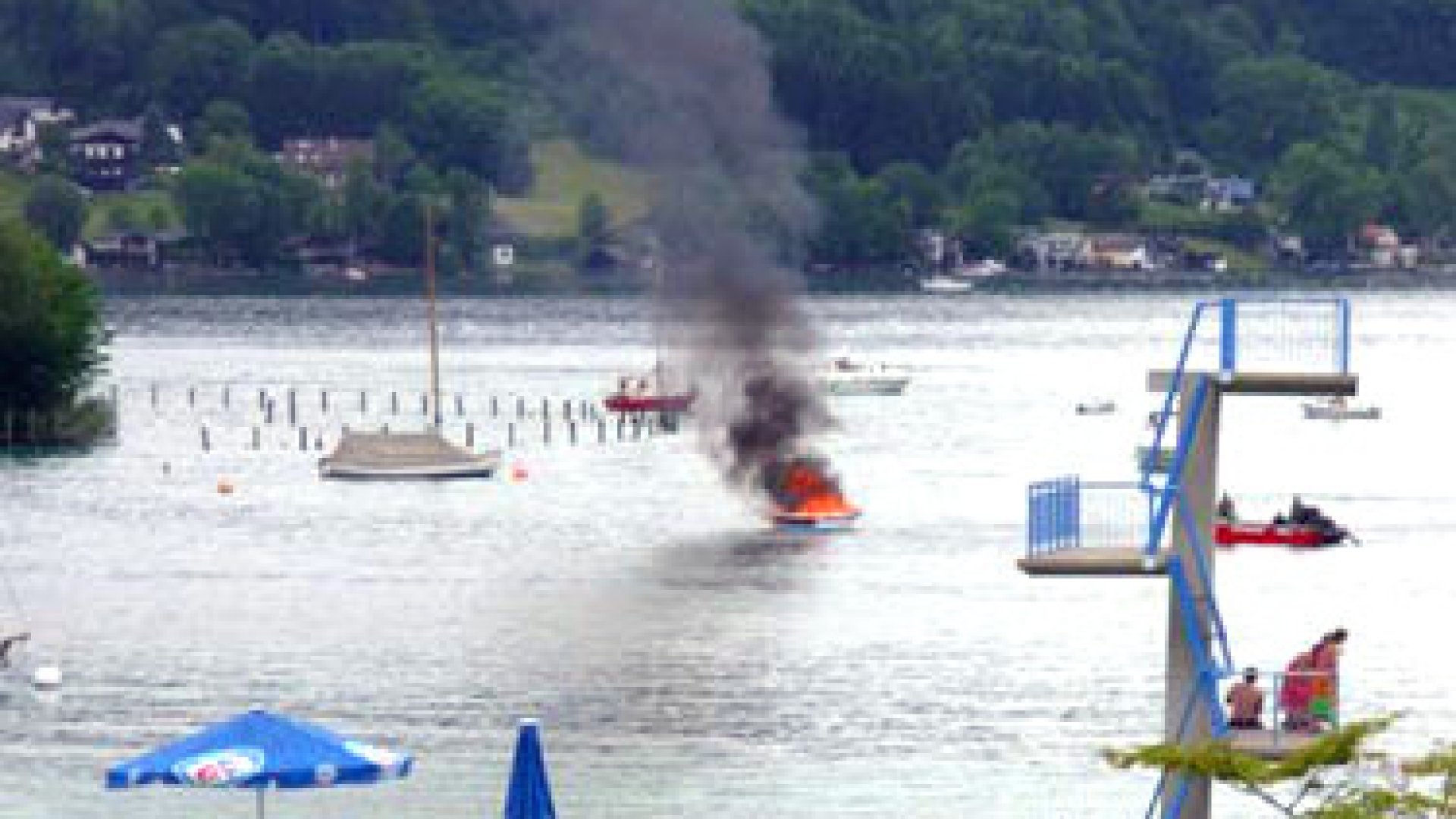 Bootsbrand am Attersee